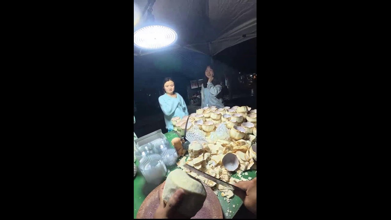 POV Vendor Workflow | Peeled Coconut with Natural Water | Real-Time Snack Livestream