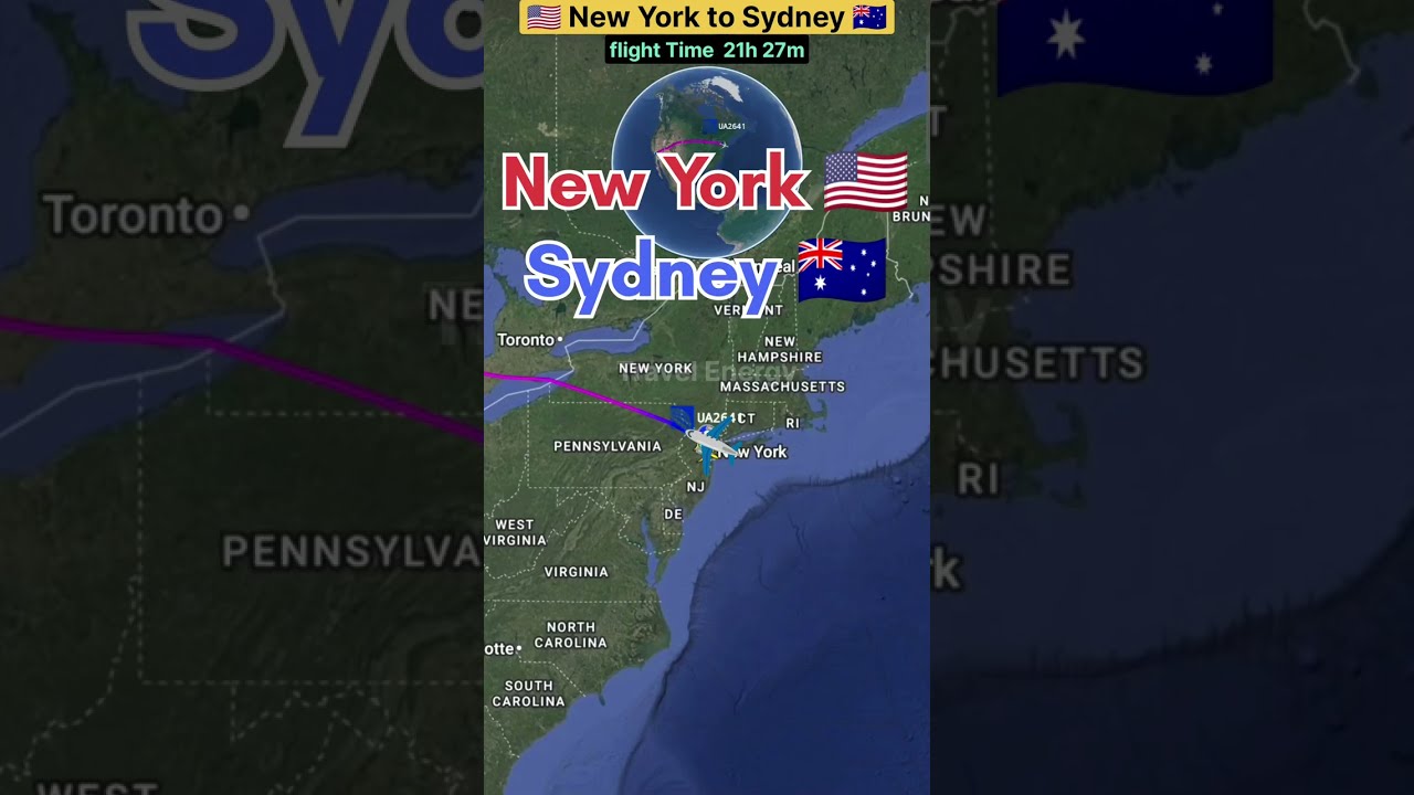 New York 🇺🇸 to Sydney Australia 🇦🇺 flight Route 1stop flight ✈️ opreter by United Airlines