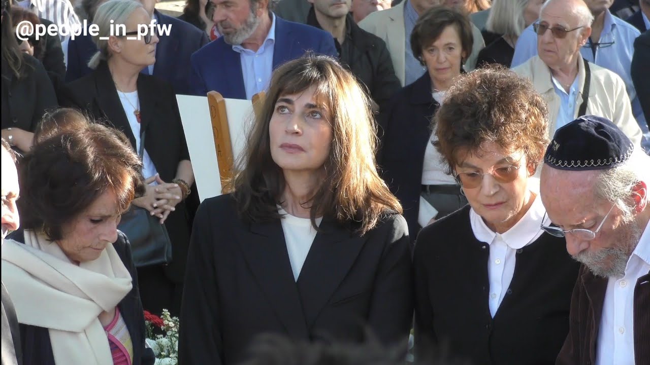 Obsèques de Jean-Pierre Elkabbach : son épouse Nicole Avril et sa fille Emmanuelle Bach - 06.10.2023