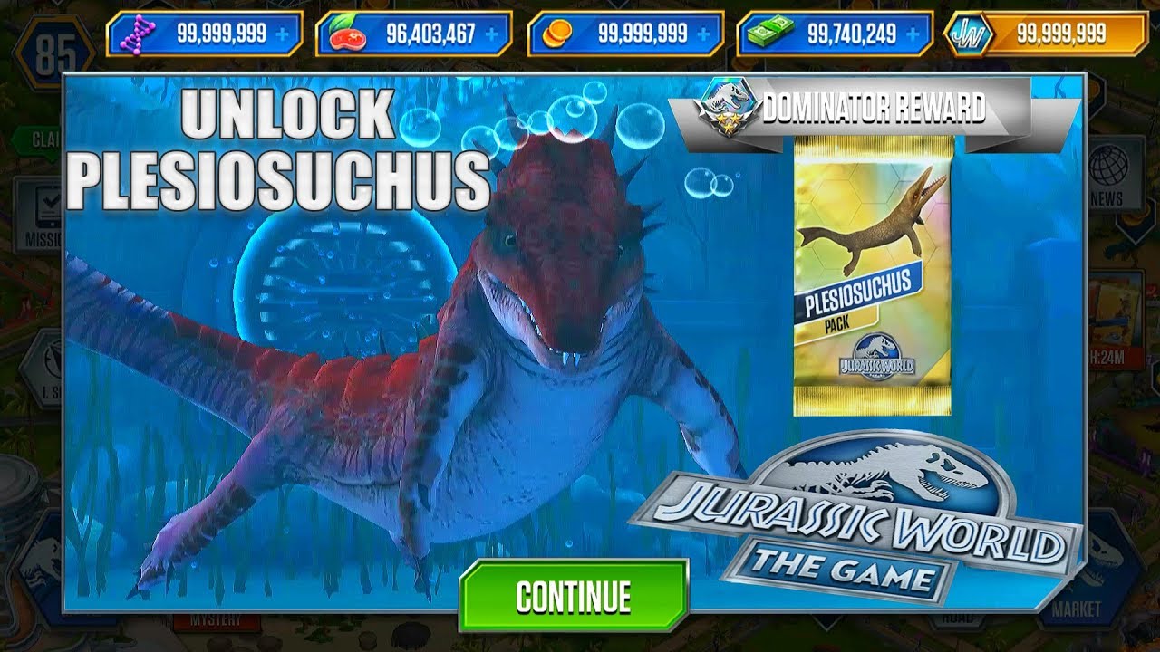 PLESIOSUCHUS PACK UNLOCK PLESIOSUCHUS - MAX LEVEL 40 PLESIOSUCHUS | JURASSIC WORLD THE GAME