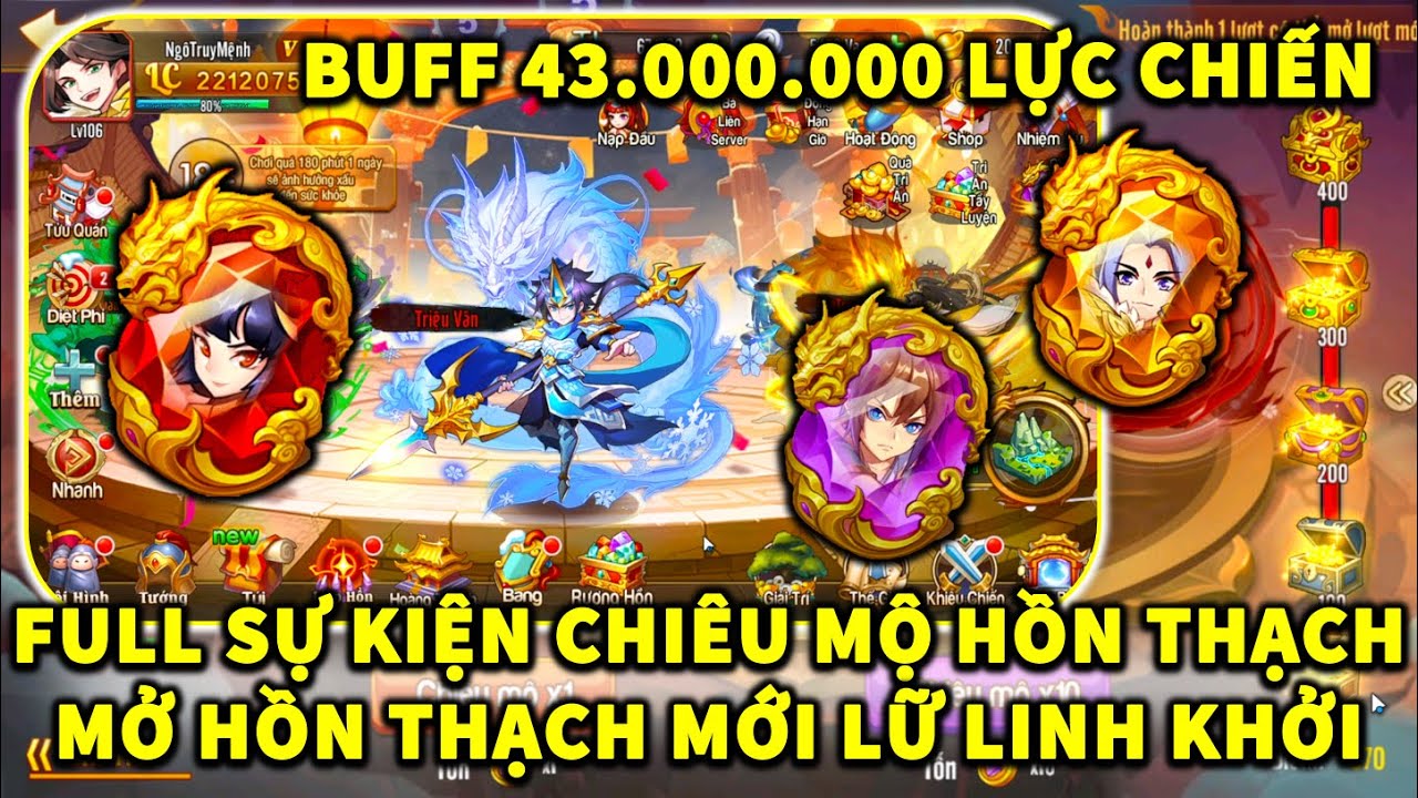 OMG3Q S868 NGÀY 60 SỰ KIỆN CHIÊU MỘ HỒN THẠCH! MỞ HỒN THẠCH LỮ LINH KHỞI! BUFF 43.000.000 LỰC CHIẾN!