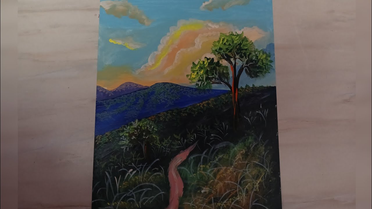 Very easy mountain landscape painting 