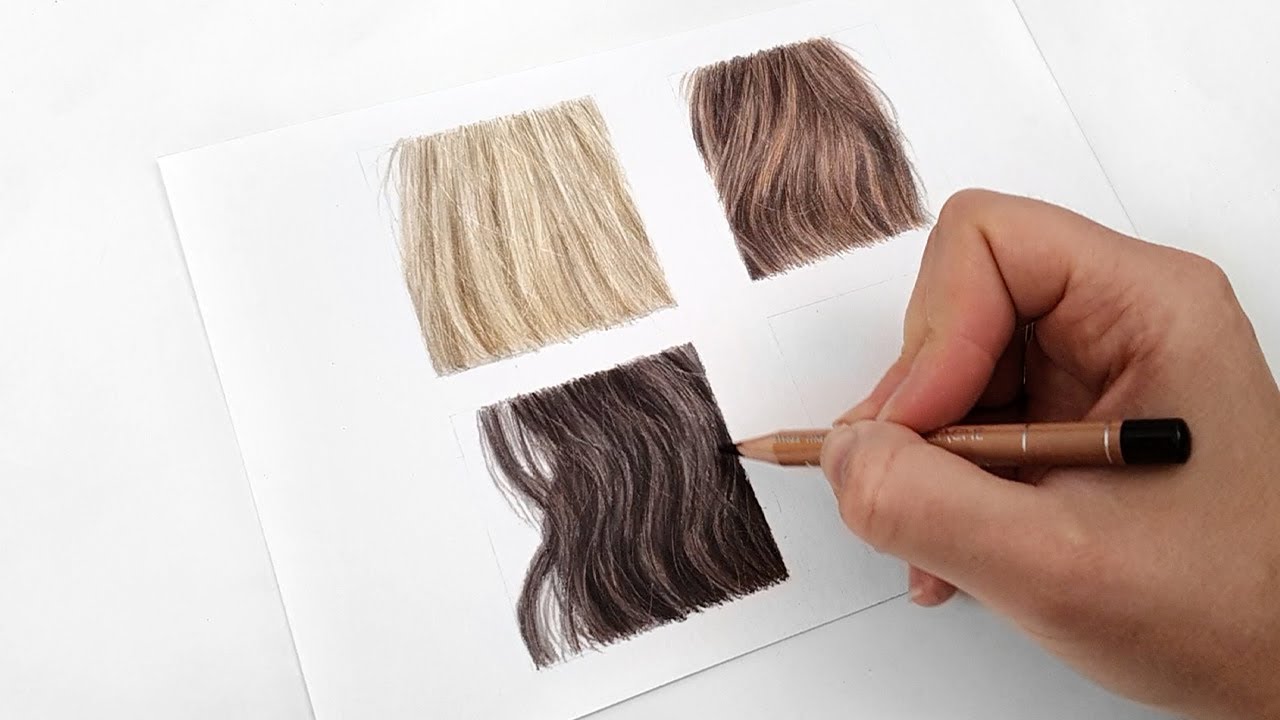 How to draw realistic hair with colored pencils