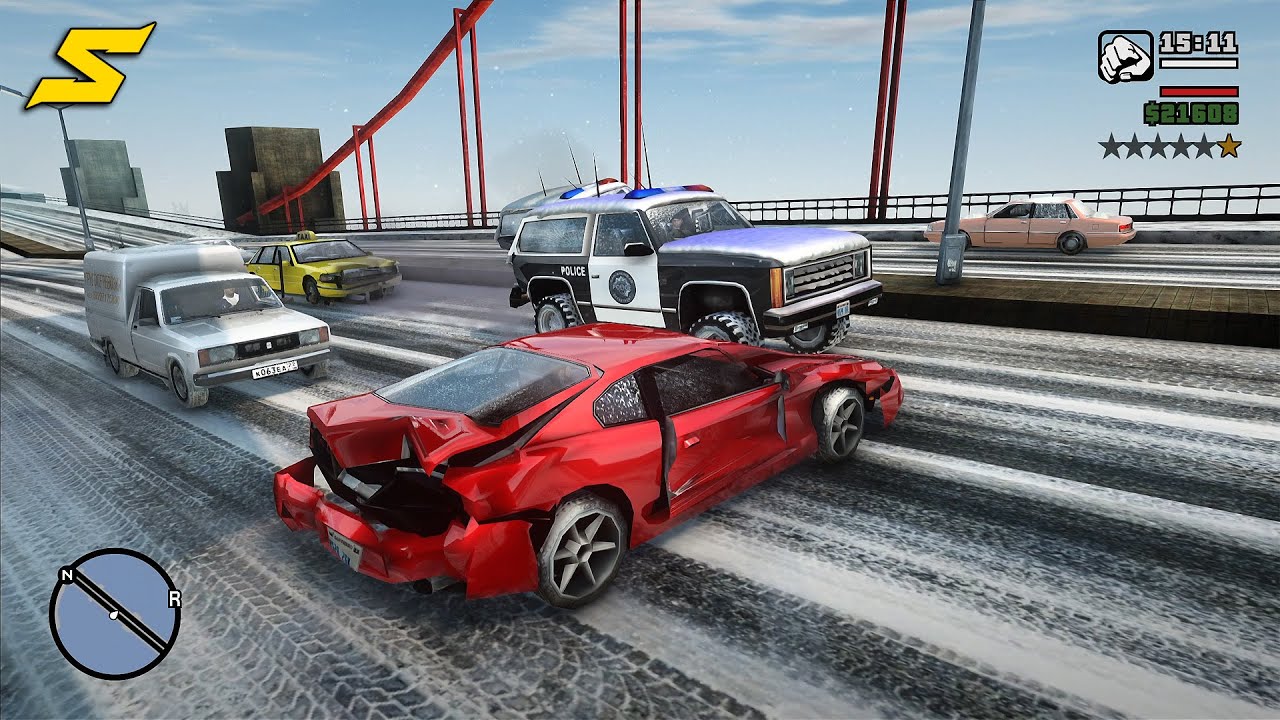 GTA SA Winter Crash Testing - Realistic Vehicle Deformation Mod Ep.1