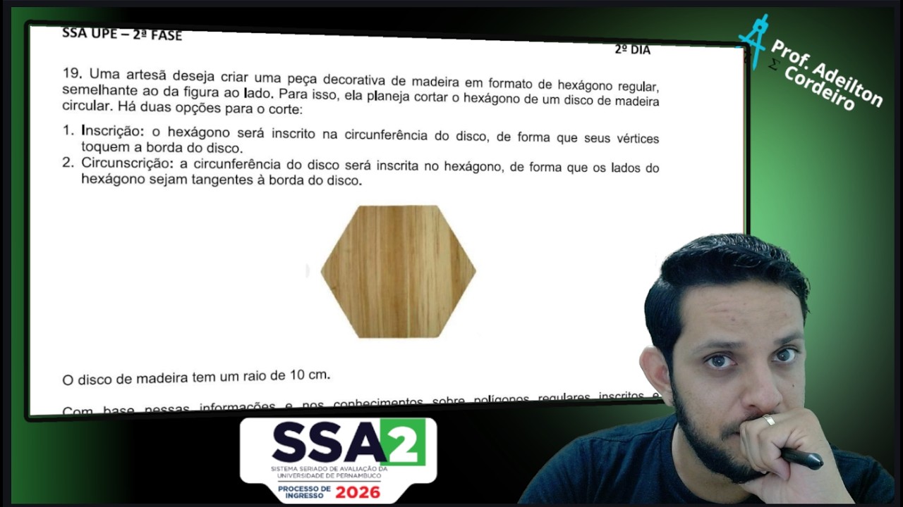 QUESTÃO 19 SSA2 2026 UPE - Hexagono Inscrito e Circunscrito na Círcunferência