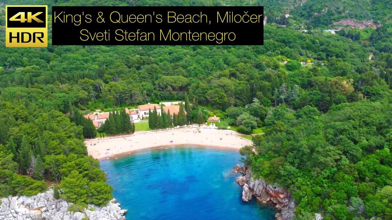 King's & Queen's Beach, Miločer, Sveti Stefan [Aerial View] Montenegro Crna Gora May 2023