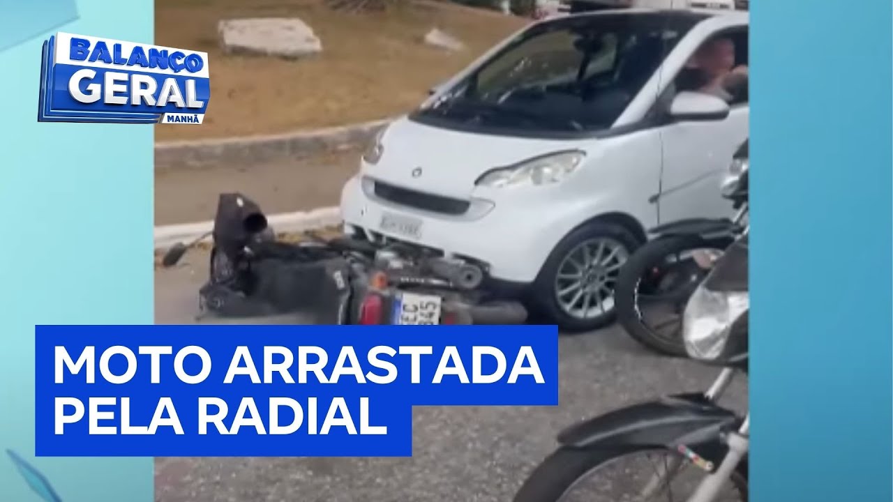 Motorista &eacute; flagrado arrastando moto na Radial Leste