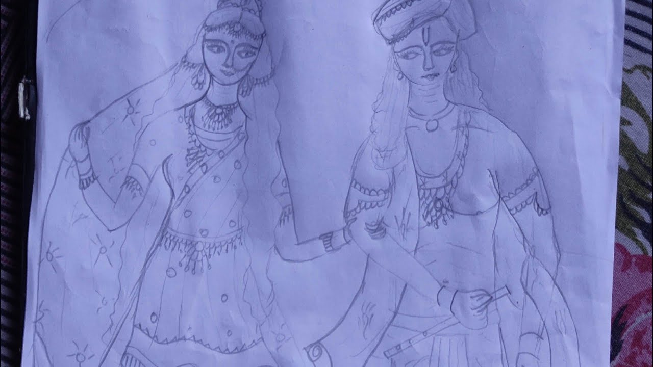 Radha Krishna drowning video|| very easy step by step|| Apu art|| Hare Krishna||
