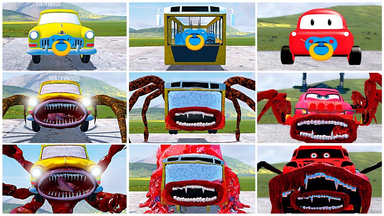 NEW EVOLUTION CAR EATERS, BUS EATER and LIGHTNING MCQUEEN! NEW FORM EVOLUTION in Garry's Mod
