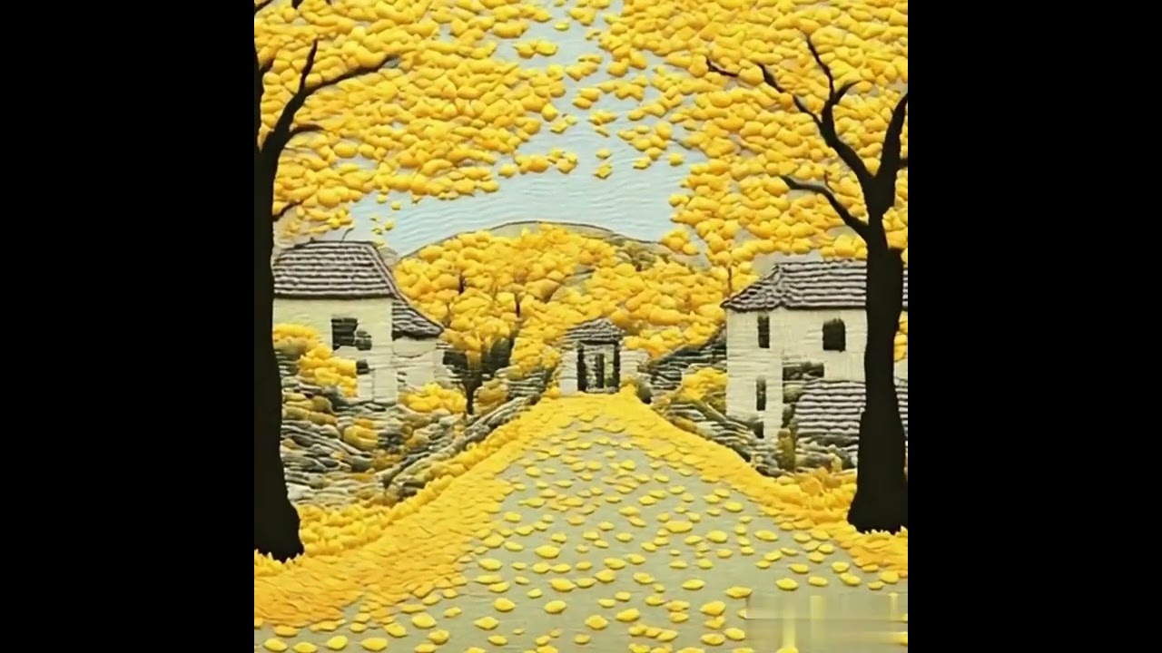 punch needle embroidery：Autumn Ginkgo Tree 2