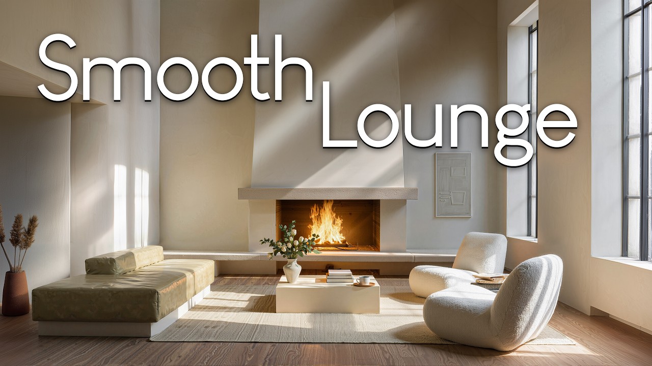Smooth Lounge Jazz ☀️ Relaxing Modern Fireplace Ambience for Relaxing & Focus