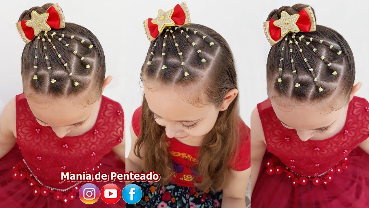 Penteado Infantil Fácil para Natal e Ano Novo⭐ | Easy Hairstyle for Christmas and New Year⭐