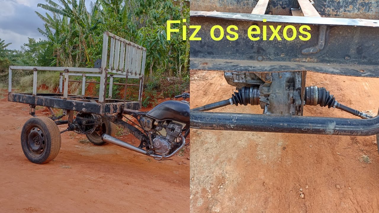 Fiz os eixo do Triciclo com caixa de marcha do Monza e moto 125 cc