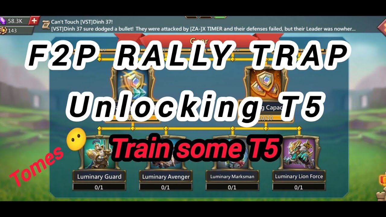Unlocking T5 Troops | F2P RALLY TRAP | Technoblade | MG TRAP | Lords Mobile
