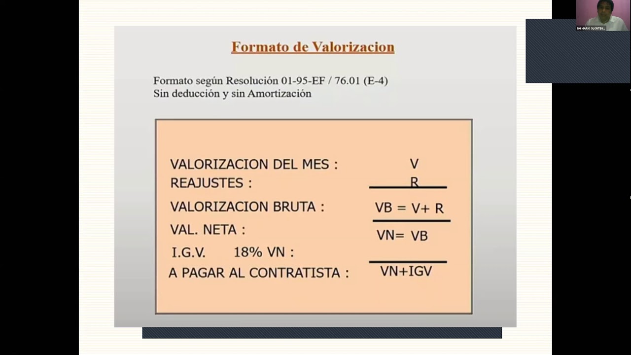 VALORIZACIONES Y LIQUIDACIONES DE OBRAS POR CONTRATA - SESIÓN N° 01