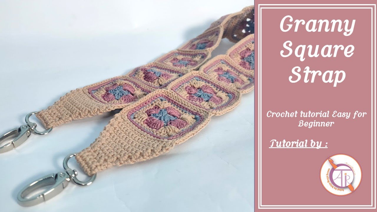 Crochet || How to make a Granny Square Strap for Kamaniya Project by TutorialRajut.id
