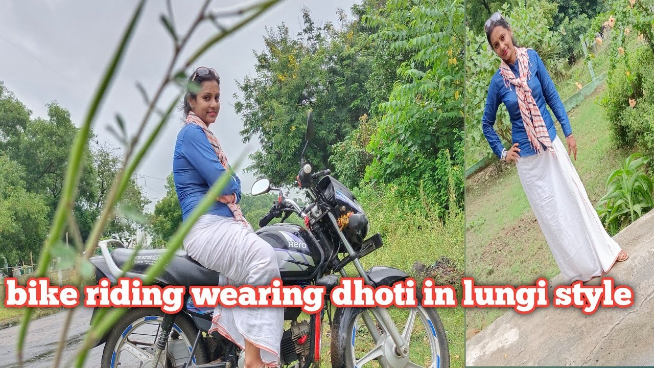 Bike riding wearing dhoti in lungi style
