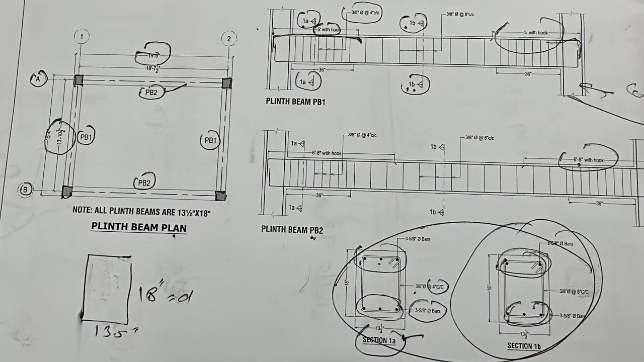 How to Read Structural drawing for Plinth Beam?