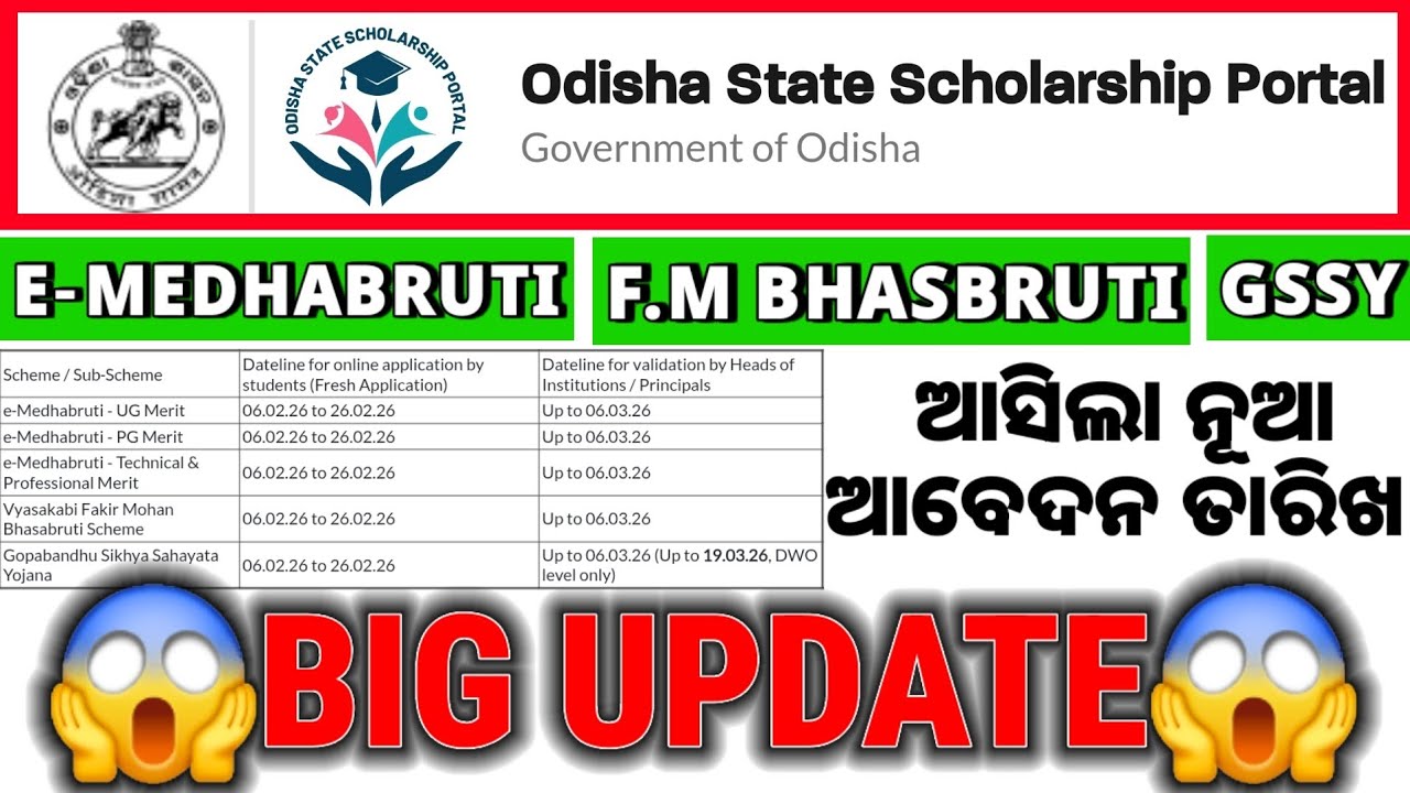 ODISHA STATE SCHOLARSHIP BIG UPDATE/E-MEDHABRUTI SCHOLARSHIP BIG UPDATE/FAKIRMOHAN SCHOLARSHIP 2025