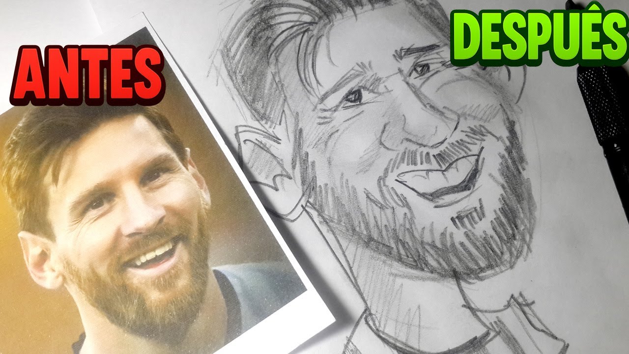 😄Intentamos dibujar una caricatura de MESSI en minutos! 😂