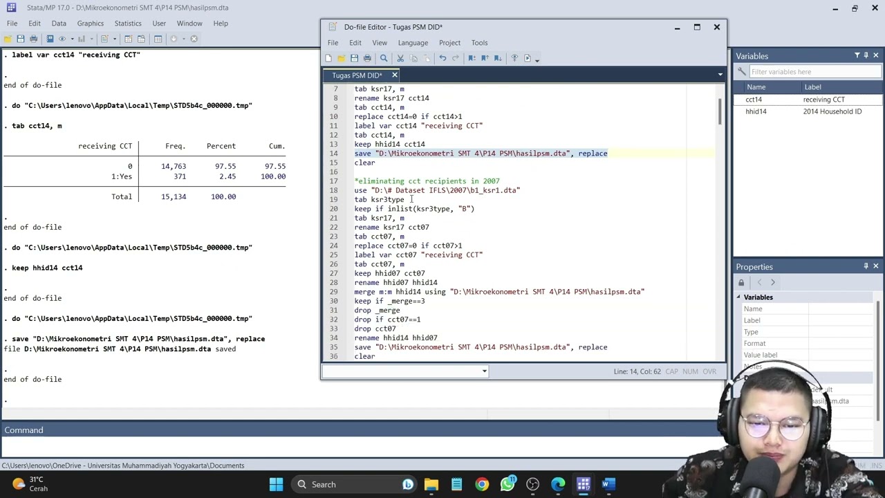 STATA | DATA IFLS 2007 & 2014 | PSM & DID