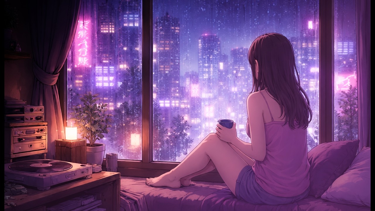 Bedtime City Pop 🌙 Rainy Tokyo Night for Deep Sleep & Relax (Cozy Apartment Ambience)