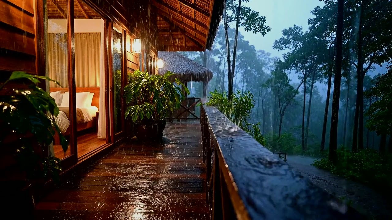 Gentle Night Rain White Noise for Deep Sleep and Calm Mind - Balcony Rain