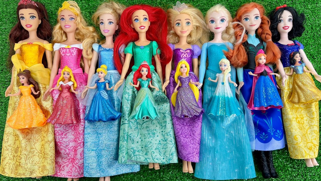 Looking For Disney Princess,  Mix Rainbow Dress! 9 MYSTERY SURPRISES Dolls Satisfying Video ASMR   K