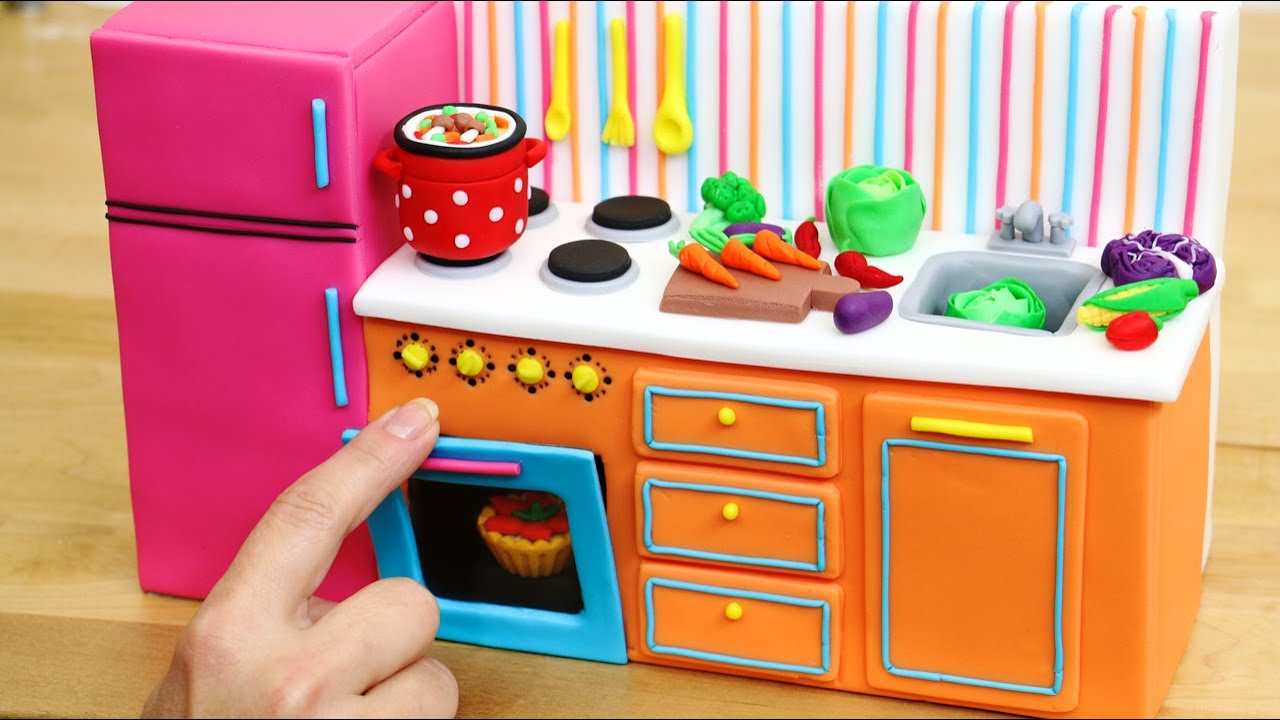 Miniature Kitchen Cake with Tiny Vegetables by Cakes StepbyStep