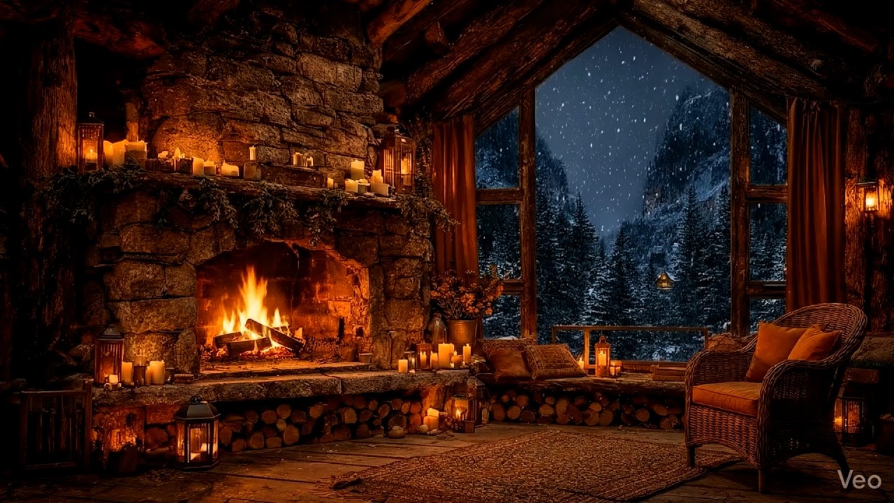 Cozy Winter Fireplace 🌙 Warm Fire Ambience for Quiet Nights and Better Sleep