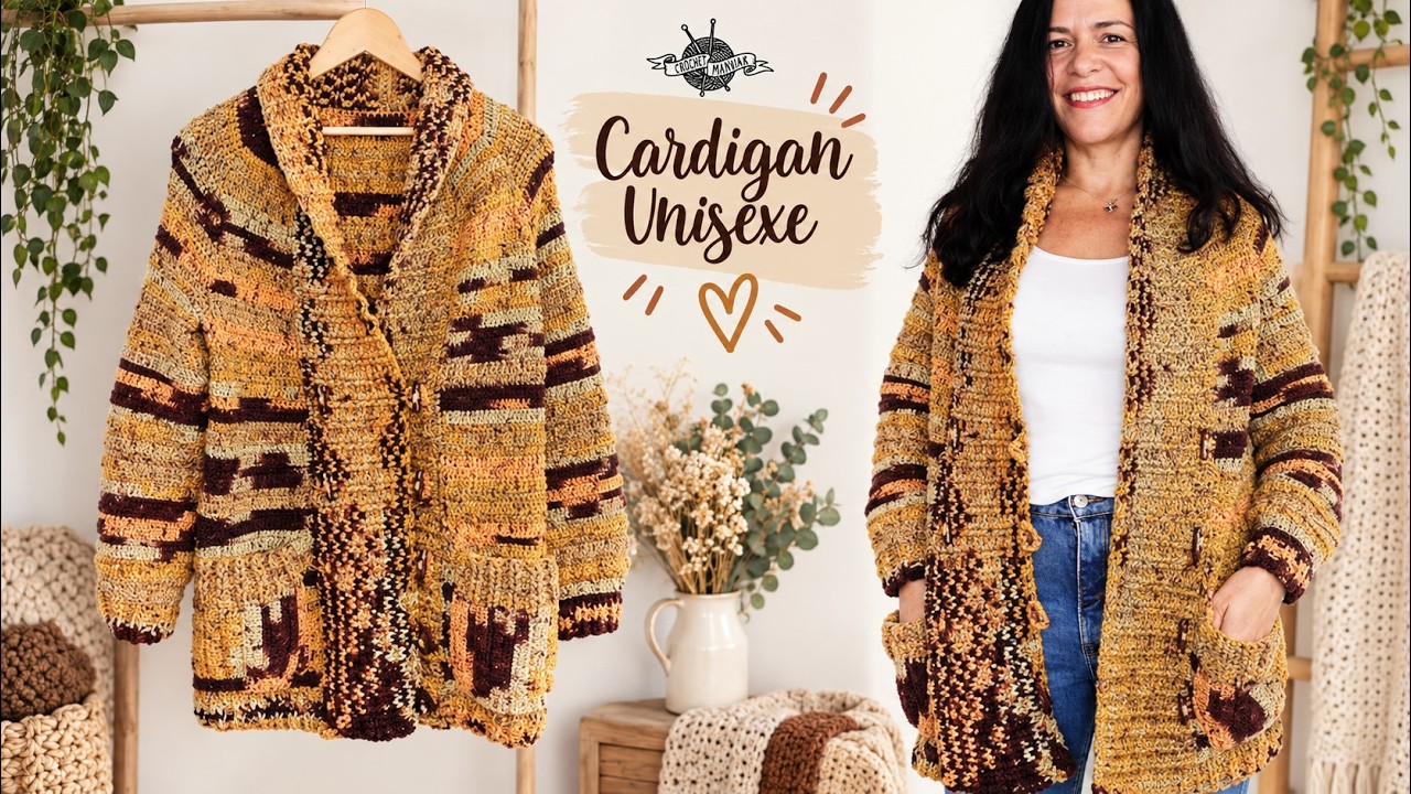Crochet cardigan UNISEXE | Tuto gilet |  Avec poches