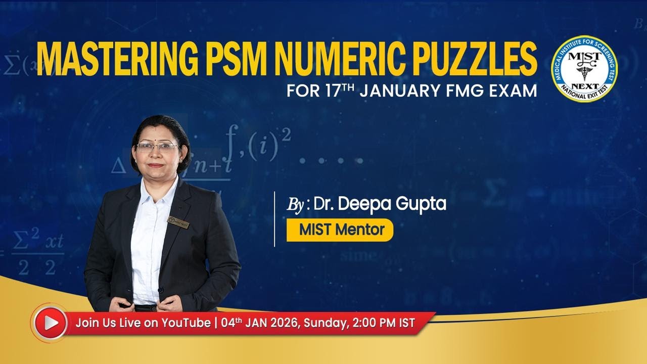 MIST MASTERING PSM NUMERIC PUZZLES FOR 17TH JANUARY FMG EXAM