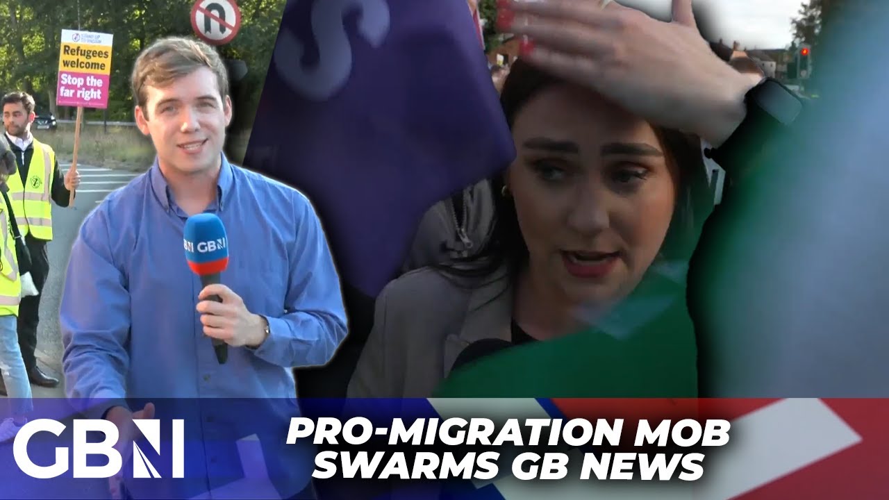 Pro-Mass Migration Counter-Demonstrators SWARM GB News at Migrant Hotel Protests