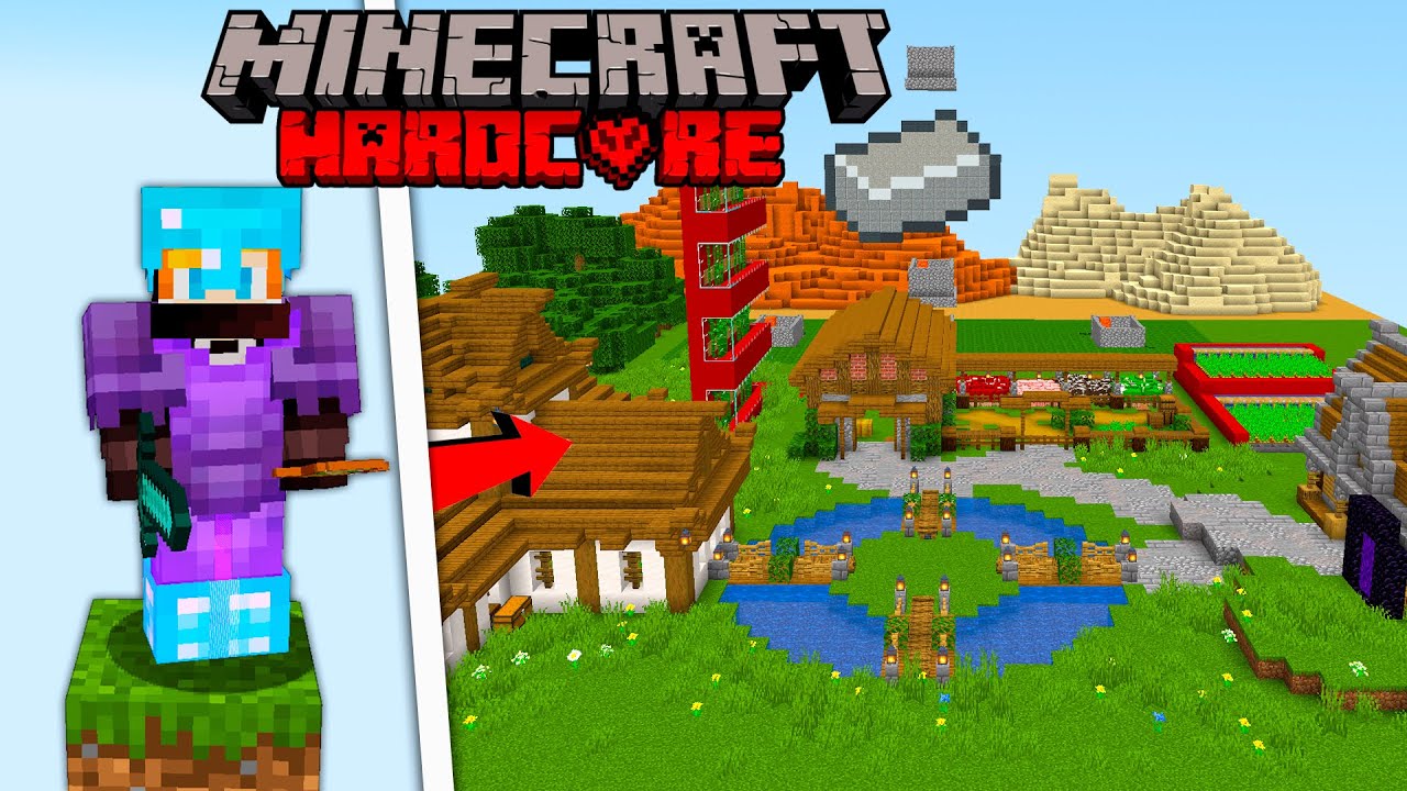 Sobreviv&iacute; 300 D&iacute;as en BLOQUE INFINITO en Minecraft Hardcore PELICULA COMPLETA