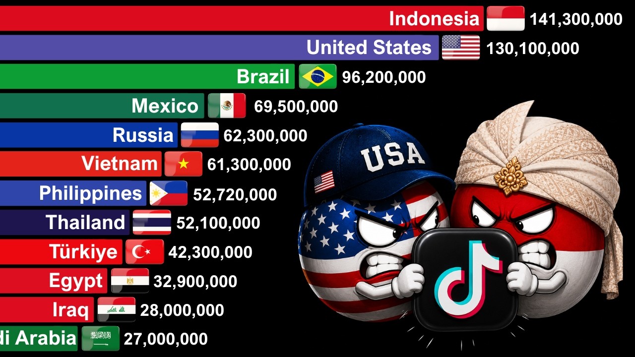 Countries With The Most TikTok Users 2016-2026