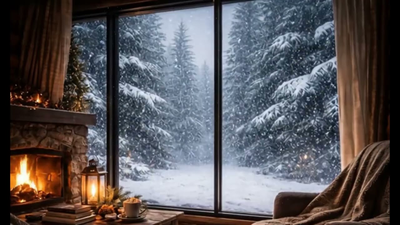 10 Hours Cozy Snowstorm in a Log Cabin ❄️🔥 | Fireplace & Winter Wind Sounds