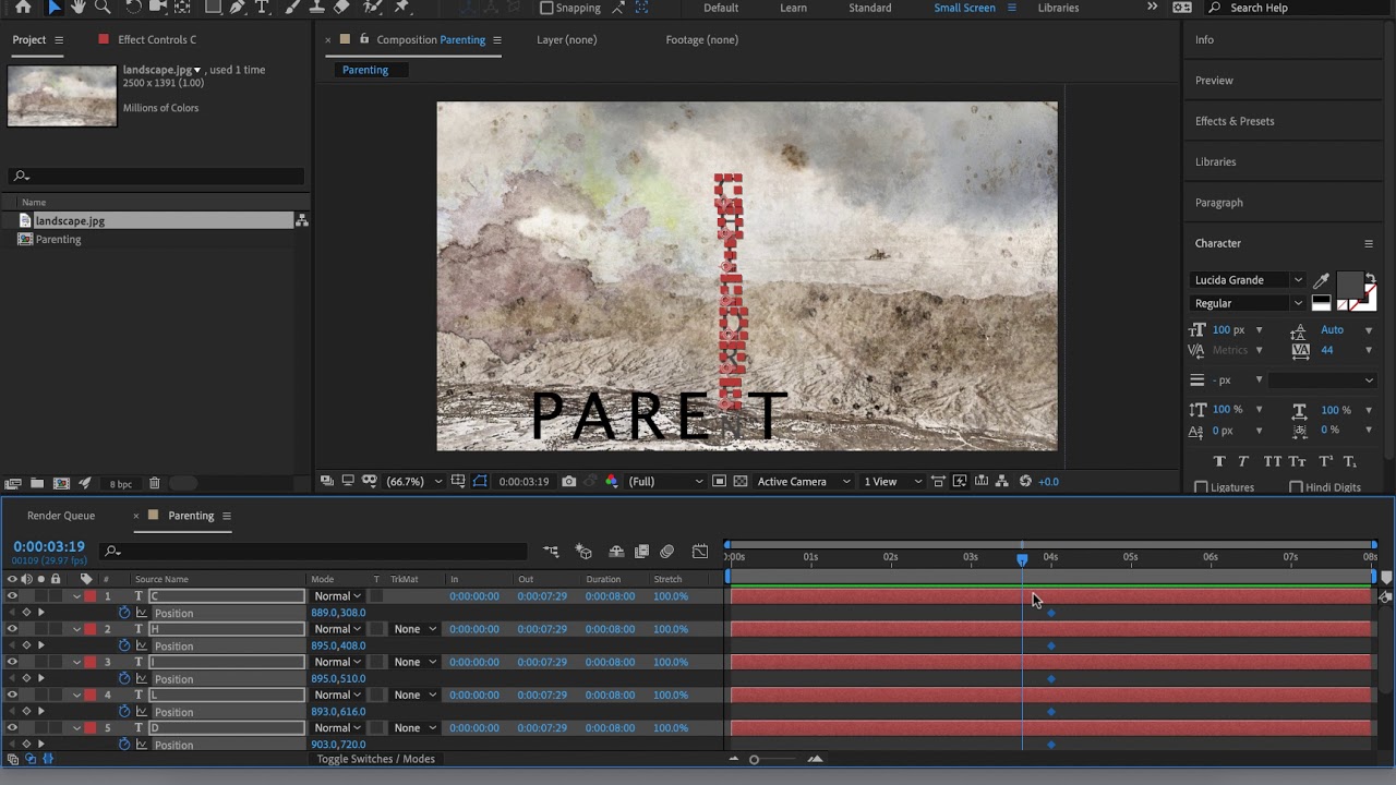 After Effects: Keyframes and Parenting