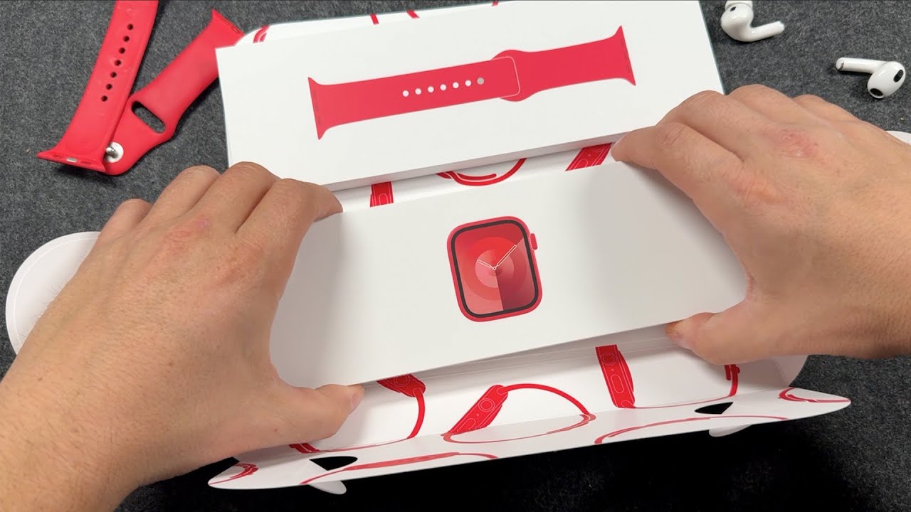 Unboxing Apple Watch Series 9 Product Red 45mm W/ Red Sport Band