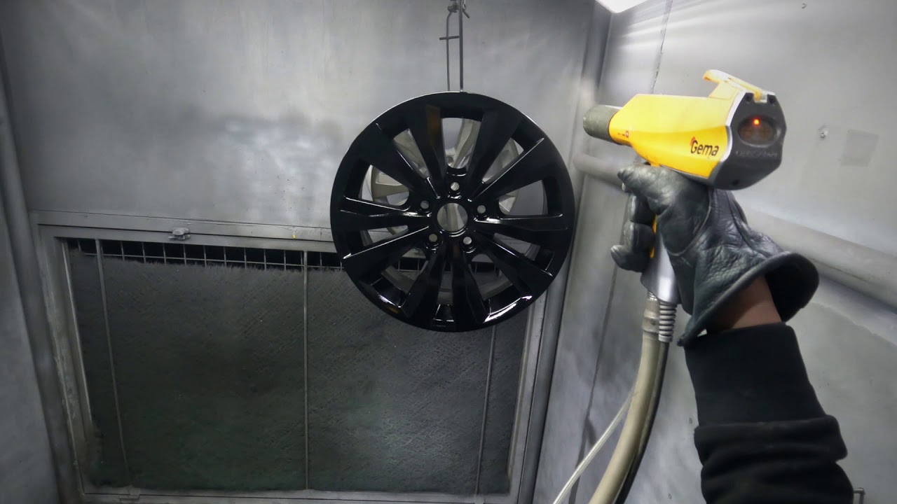POV Powder coating alloy wheels with gema gun