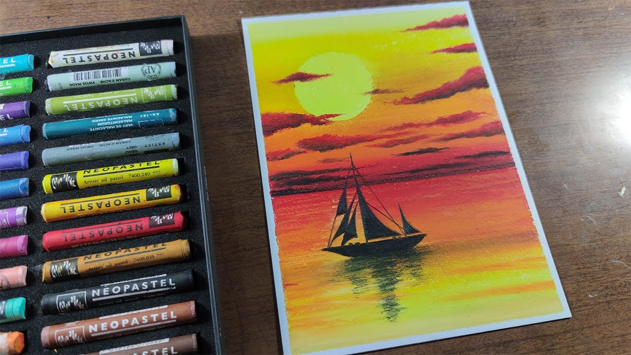Hermoso Atardecer con Óleo Pastel para Principiantes
