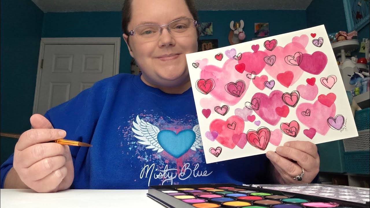 Painting Watercolor Hearts For Valentine's - Part 2