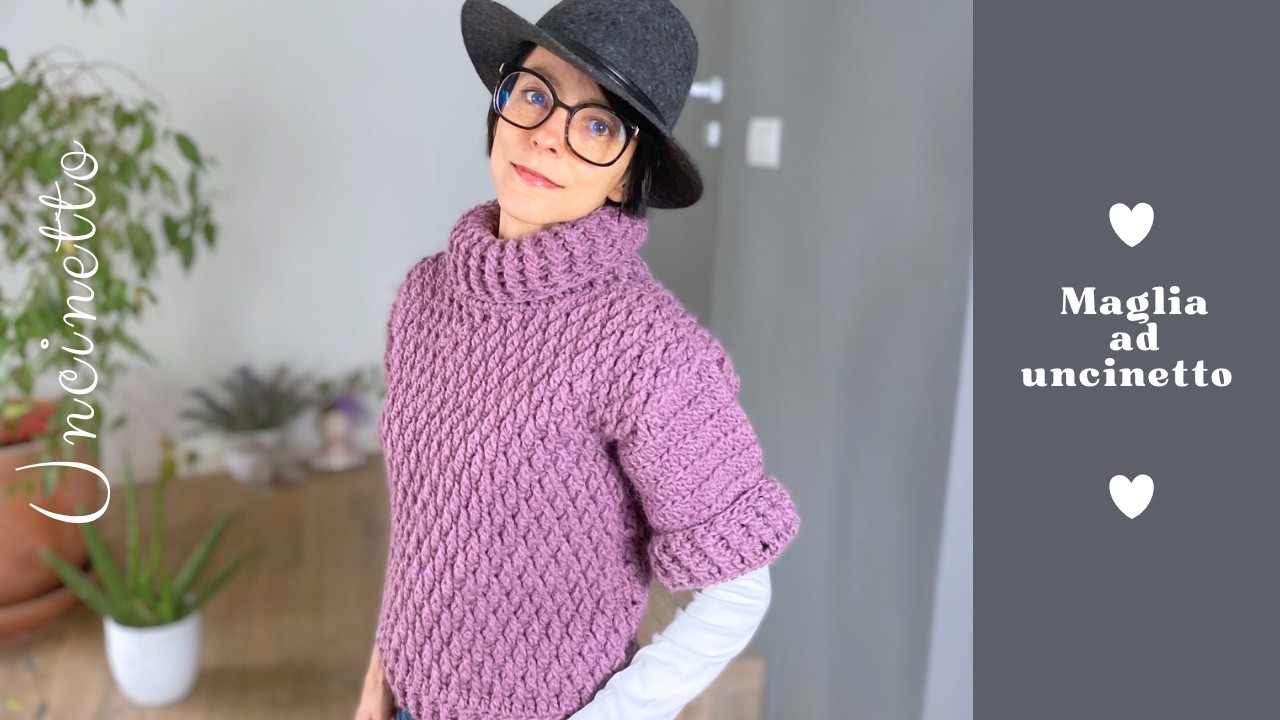 Maglia Tramonto ad uncinetto in lana a punto alpino maglione all'uncinetto - crochet