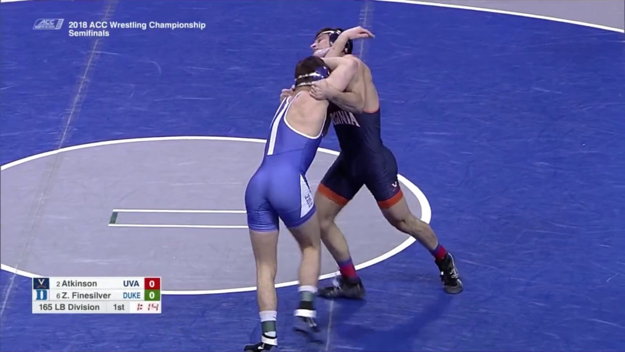 2018 ACC Wrestling Semifinals 165lbs: Zach Finesilver (Duke) dec Andrew Atkinson (Virginia)