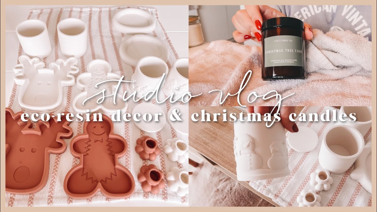 STUDIO VLOG | making jesmonite decor & pouring christmas candles