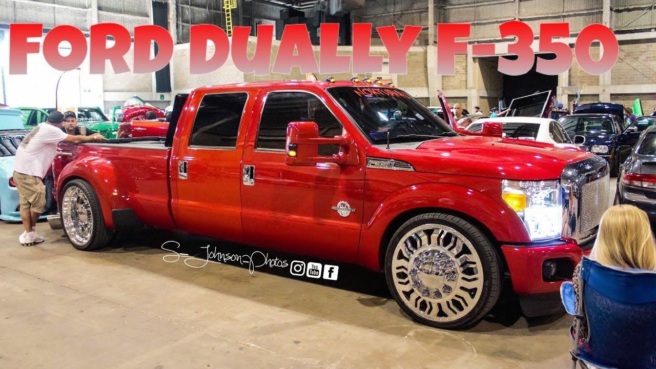 Red Ford F-350 Sitting low on American Force wheels in HD (must see)