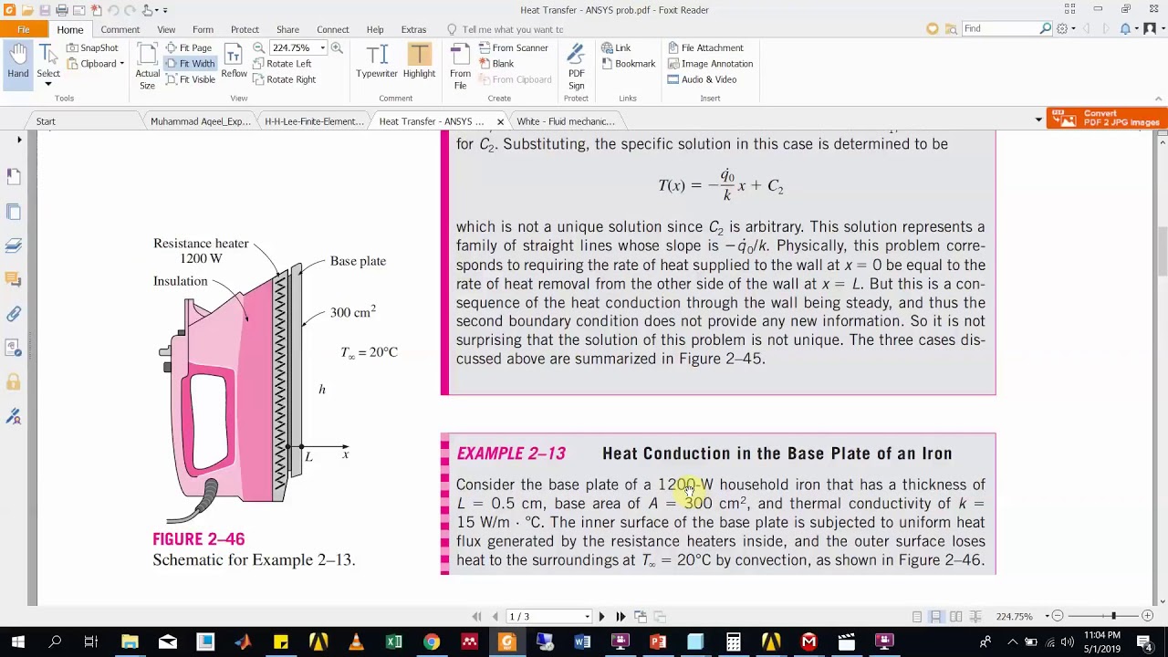 Analytical and Steady State Thermal Numerical Analysis of iron base plate by using ANSYS
