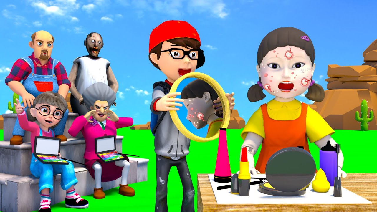 Scary Teacher 3D vs Squid Game 2 Face Makeup for Squid Doll Nice or Error 5 Times Challenge