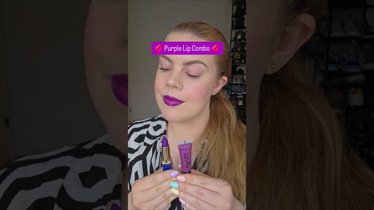 Lip Combo 💋 #makeup #grwm #lipstick #lipcombo #lipgloss #loreal #morphe #purplelipstick #Lips #lip