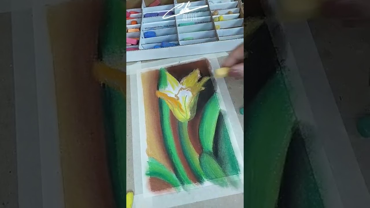 COMO PINTAR LA FLOR DE LA CALABAZA #shorts #arte #tizapastel #laflordelacalabaza #acrylicpainting