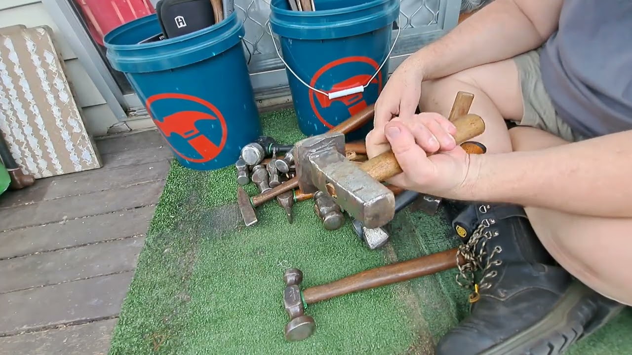 my buckets of blacksmithy hammers